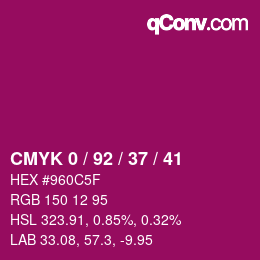 カラーコード: CMYK 0 / 92 / 37 / 41 | qconv.com