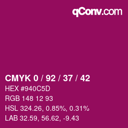 Color code: CMYK 0 / 92 / 37 / 42 | qconv.com