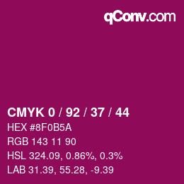 Color code: CMYK 0 / 92 / 37 / 44 | qconv.com