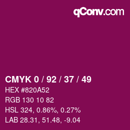 颜色代码: CMYK 0 / 92 / 37 / 49 | qconv.com