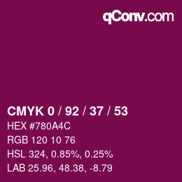 カラーコード: CMYK 0 / 92 / 37 / 53 | qconv.com