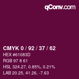 颜色代码: CMYK 0 / 92 / 37 / 62 | qconv.com