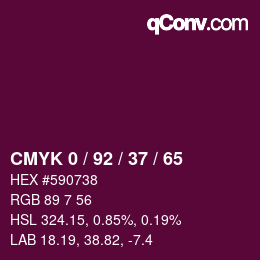 Color code: CMYK 0 / 92 / 37 / 65 | qconv.com