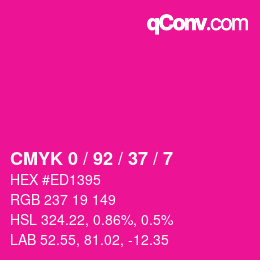 カラーコード: CMYK 0 / 92 / 37 / 7 | qconv.com