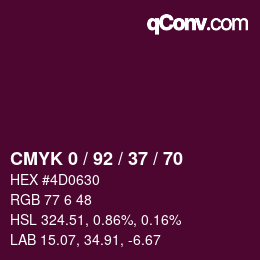 カラーコード: CMYK 0 / 92 / 37 / 70 | qconv.com