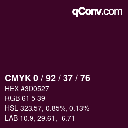 颜色代码: CMYK 0 / 92 / 37 / 76 | qconv.com