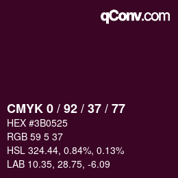 カラーコード: CMYK 0 / 92 / 37 / 77 | qconv.com