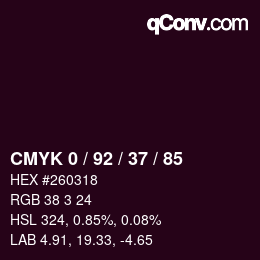 颜色代码: CMYK 0 / 92 / 37 / 85 | qconv.com