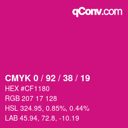 カラーコード: CMYK 0 / 92 / 38 / 19 | qconv.com