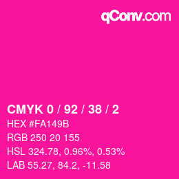 カラーコード: CMYK 0 / 92 / 38 / 2 | qconv.com