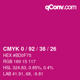 颜色代码: CMYK 0 / 92 / 38 / 26 | qconv.com