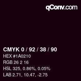 Color code: CMYK 0 / 92 / 38 / 90 | qconv.com