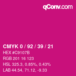 カラーコード: CMYK 0 / 92 / 39 / 21 | qconv.com