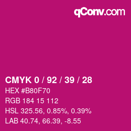 カラーコード: CMYK 0 / 92 / 39 / 28 | qconv.com