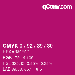 カラーコード: CMYK 0 / 92 / 39 / 30 | qconv.com