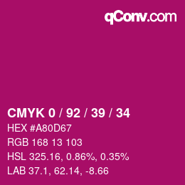 颜色代码: CMYK 0 / 92 / 39 / 34 | qconv.com
