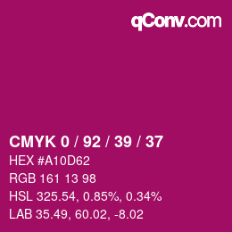 カラーコード: CMYK 0 / 92 / 39 / 37 | qconv.com