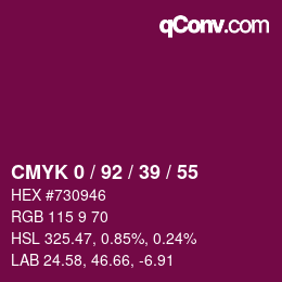 颜色代码: CMYK 0 / 92 / 39 / 55 | qconv.com