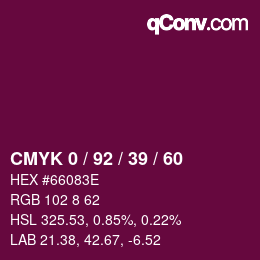 Color code: CMYK 0 / 92 / 39 / 60 | qconv.com