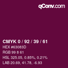 カラーコード: CMYK 0 / 92 / 39 / 61 | qconv.com