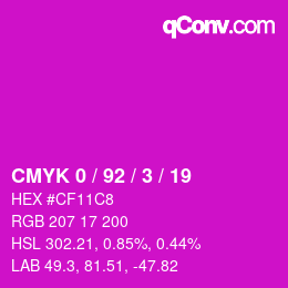 カラーコード: CMYK 0 / 92 / 3 / 19 | qconv.com