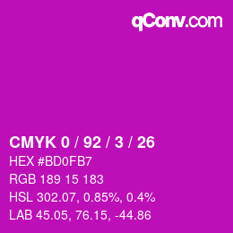 Código de color: CMYK 0 / 92 / 3 / 26 | qconv.com