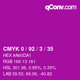 カラーコード: CMYK 0 / 92 / 3 / 35 | qconv.com