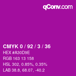 カラーコード: CMYK 0 / 92 / 3 / 36 | qconv.com