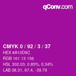 カラーコード: CMYK 0 / 92 / 3 / 37 | qconv.com