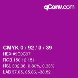 カラーコード: CMYK 0 / 92 / 3 / 39 | qconv.com