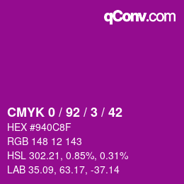 颜色代码: CMYK 0 / 92 / 3 / 42 | qconv.com
