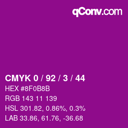 颜色代码: CMYK 0 / 92 / 3 / 44 | qconv.com