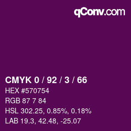 カラーコード: CMYK 0 / 92 / 3 / 66 | qconv.com