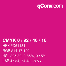 カラーコード: CMYK 0 / 92 / 40 / 16 | qconv.com