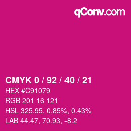 カラーコード: CMYK 0 / 92 / 40 / 21 | qconv.com