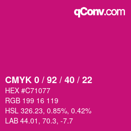 颜色代码: CMYK 0 / 92 / 40 / 22 | qconv.com