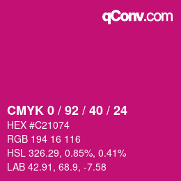 カラーコード: CMYK 0 / 92 / 40 / 24 | qconv.com