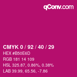 Color code: CMYK 0 / 92 / 40 / 29 | qconv.com