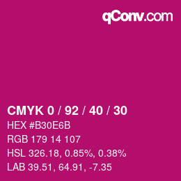 カラーコード: CMYK 0 / 92 / 40 / 30 | qconv.com