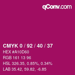 カラーコード: CMYK 0 / 92 / 40 / 37 | qconv.com