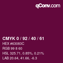 颜色代码: CMYK 0 / 92 / 40 / 61 | qconv.com