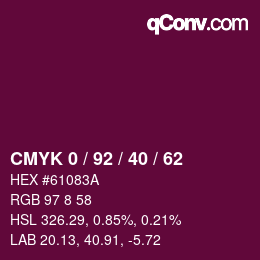 Color code: CMYK 0 / 92 / 40 / 62 | qconv.com