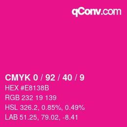 カラーコード: CMYK 0 / 92 / 40 / 9 | qconv.com