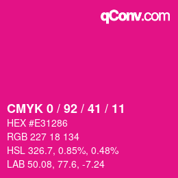 カラーコード: CMYK 0 / 92 / 41 / 11 | qconv.com