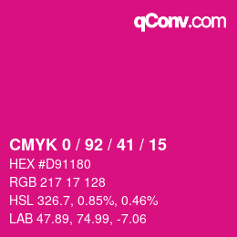 カラーコード: CMYK 0 / 92 / 41 / 15 | qconv.com