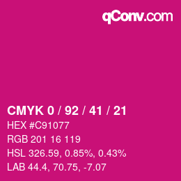 カラーコード: CMYK 0 / 92 / 41 / 21 | qconv.com
