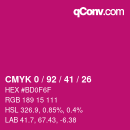 カラーコード: CMYK 0 / 92 / 41 / 26 | qconv.com