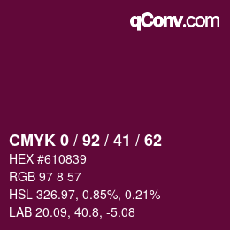 Color code: CMYK 0 / 92 / 41 / 62 | qconv.com