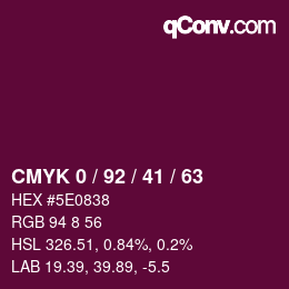 Color code: CMYK 0 / 92 / 41 / 63 | qconv.com