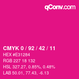 カラーコード: CMYK 0 / 92 / 42 / 11 | qconv.com